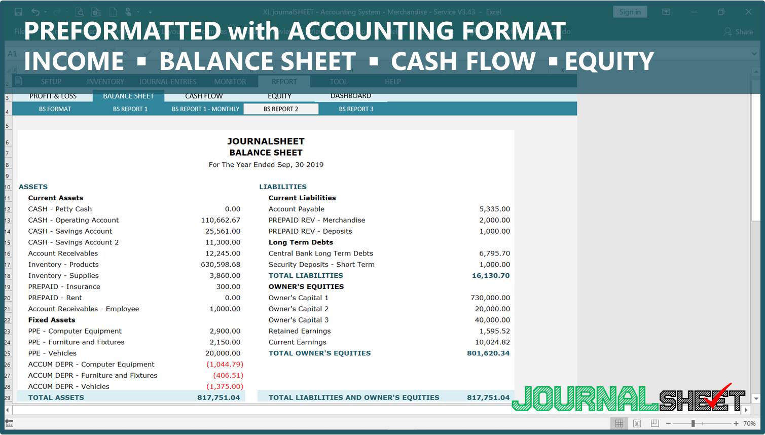 journalSHEET - Accounting System Report