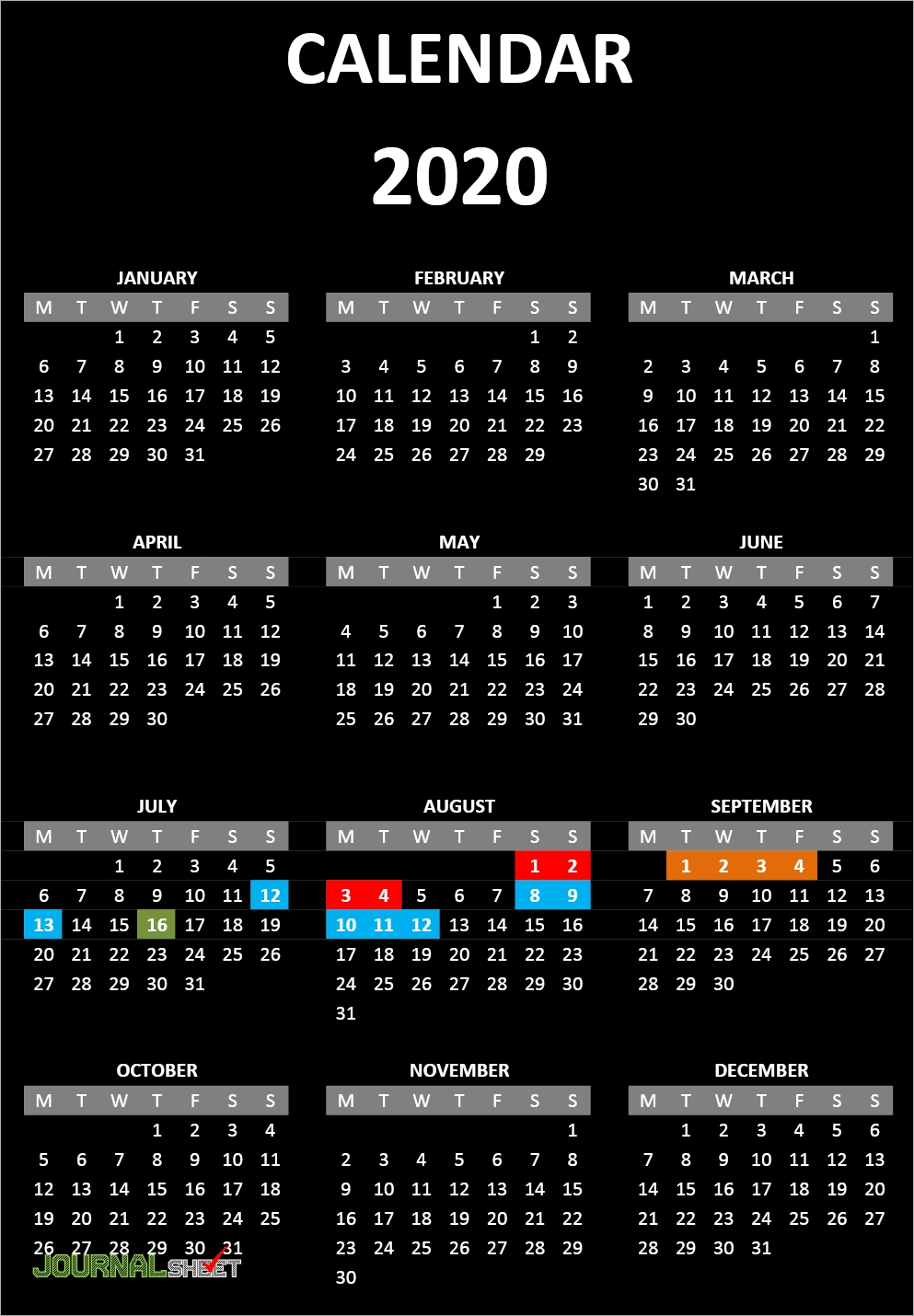 Full Year Calendar Designed For Printing On One Page Calendar Riset