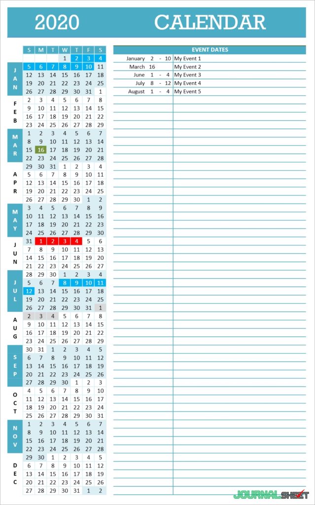 Yearly Calendar Model 4