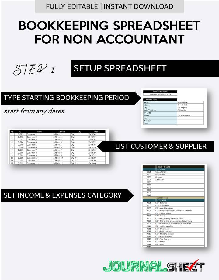 Bookkeeping Spreadsheet for Non Accountant - Setup