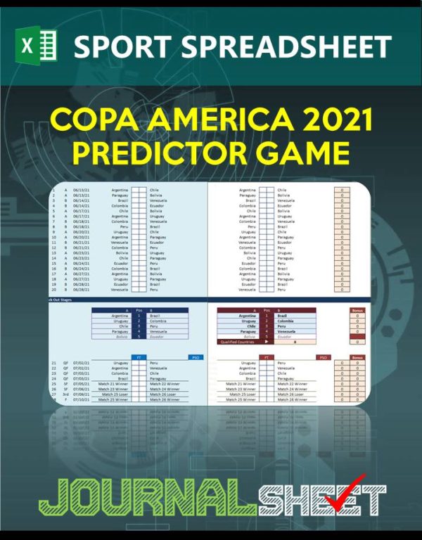 JS803SSXL COPA AMERICA 2021 PREDICTOR GAME journalSHEET