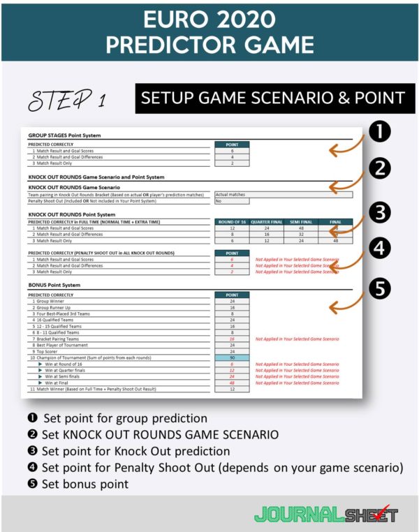 JS801-SS-XL UEFA EURO 2020/2021 PREDICTOR GAME - journalSHEET