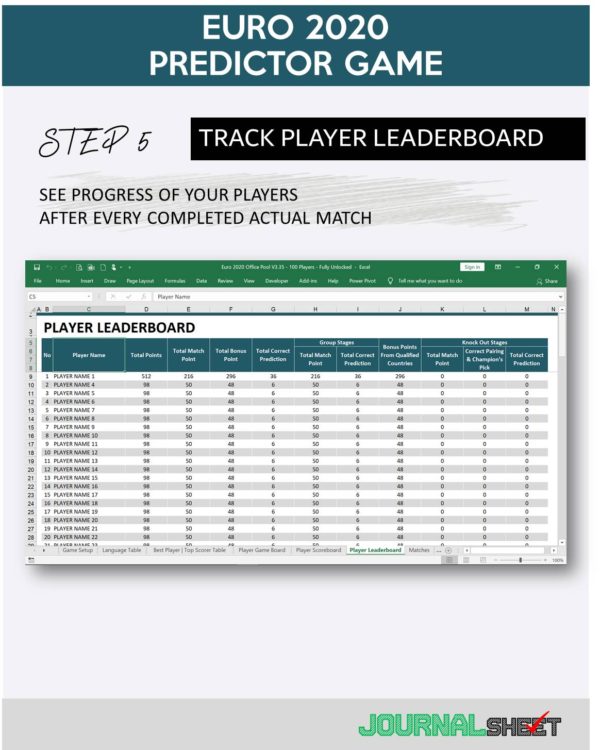Euro 2020 Predictor Game - Track Player Standings