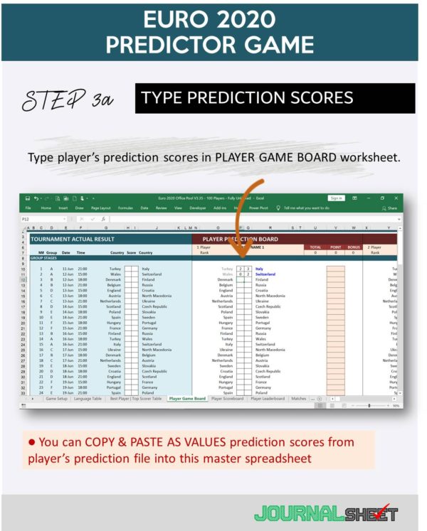 Euro 2020 Predictor Game - Type Score Prediction