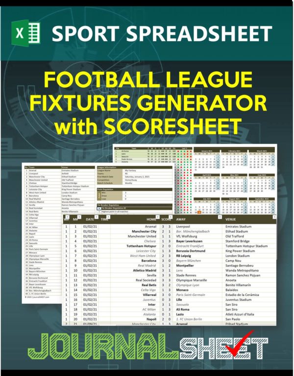 Football League Fixtures Generator with Scoresheet