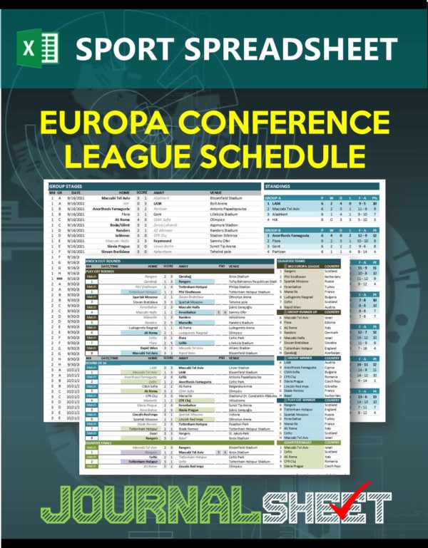 Europa Conference League Fixtures and Scoresheet Template