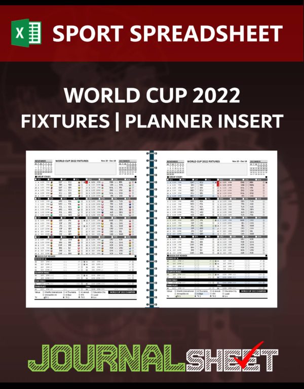 FIFA World Cup Qatar 2022 Schedule - Planner Insert