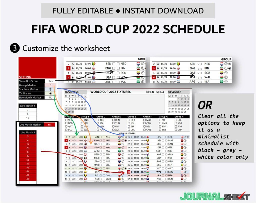 FIFA World Cup 2022 Schedule Planner Insert | Setup