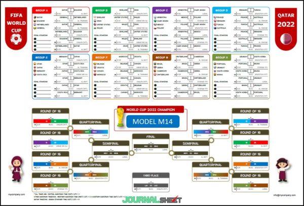World Cup 2022 Wall Chart M14 - CET Timezone