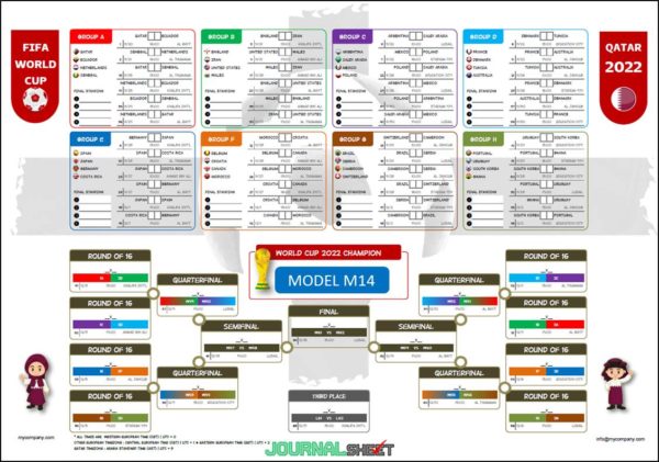 World Cup 2022 Wall Chart M14 - UK Timezone