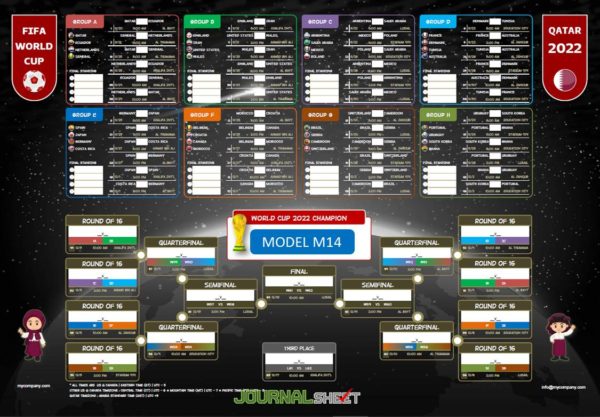World Cup 2022 Wall Chart M14 - US and Canada Timezone