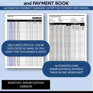 Loan Book Template - Effective Rate - Monthly Payment