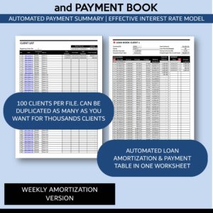 Loan Book Template - Effective Rate - Weekly Payment
