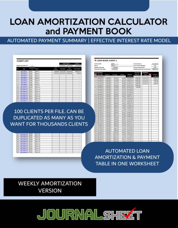 Loan Book Template - Effective Rate - Weekly Payment