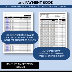 Loan Book Template - Flat Rate - Monthly Payment
