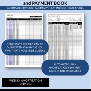 Loan Book Template - Flat Rate - Weekly Payment