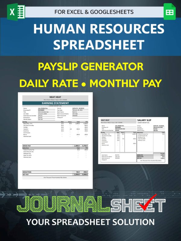 Payslip Template - Daily Rate - Monthly Pay Period