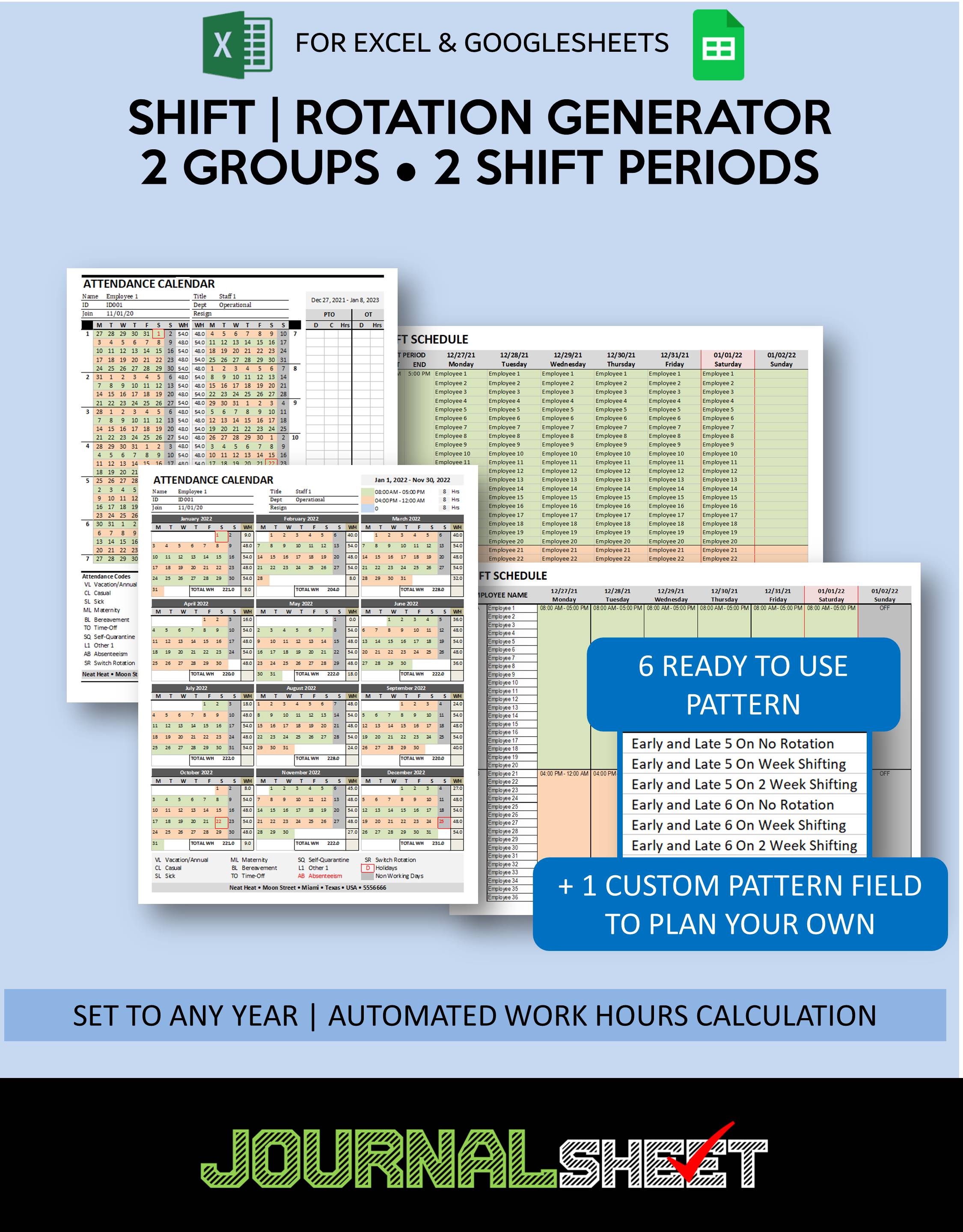 Shift Schedule Generator - 2 Groups 2 Shifts