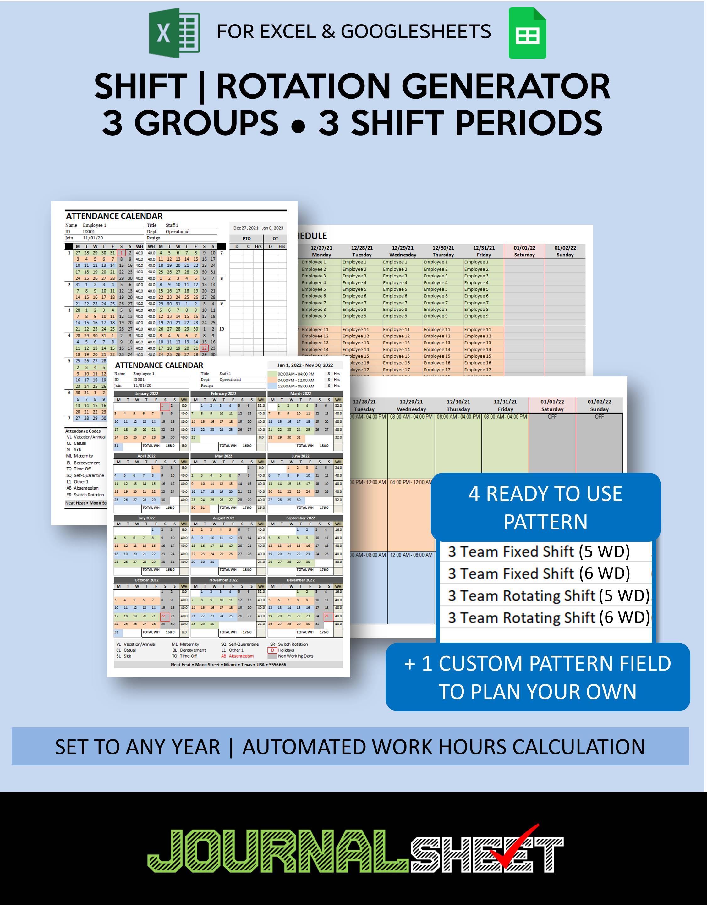 Shift Schedule Generator - 3 Groups 3 Shifts
