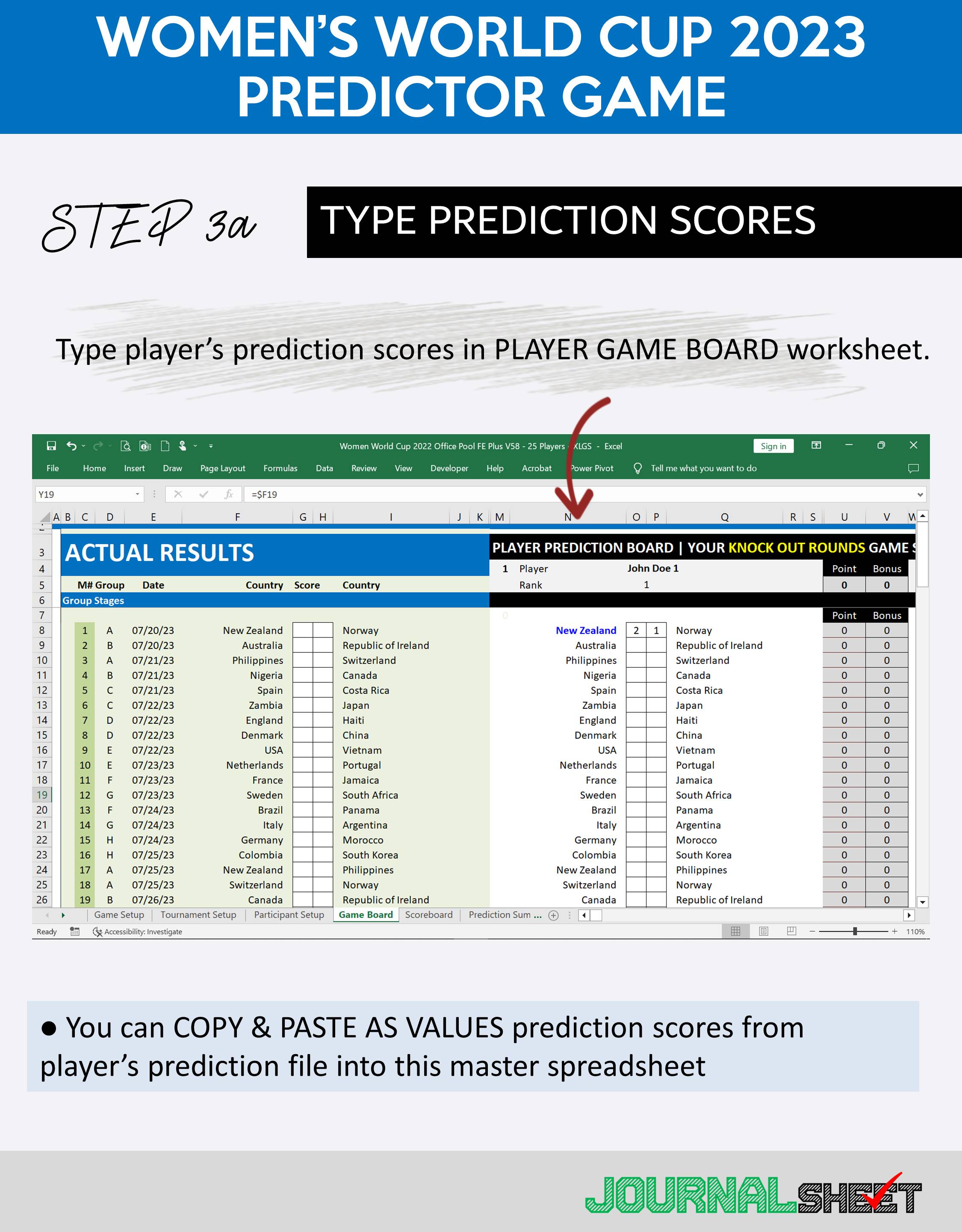 2023 FIFA Women's World Cup Predictor Game - Fill Prediction