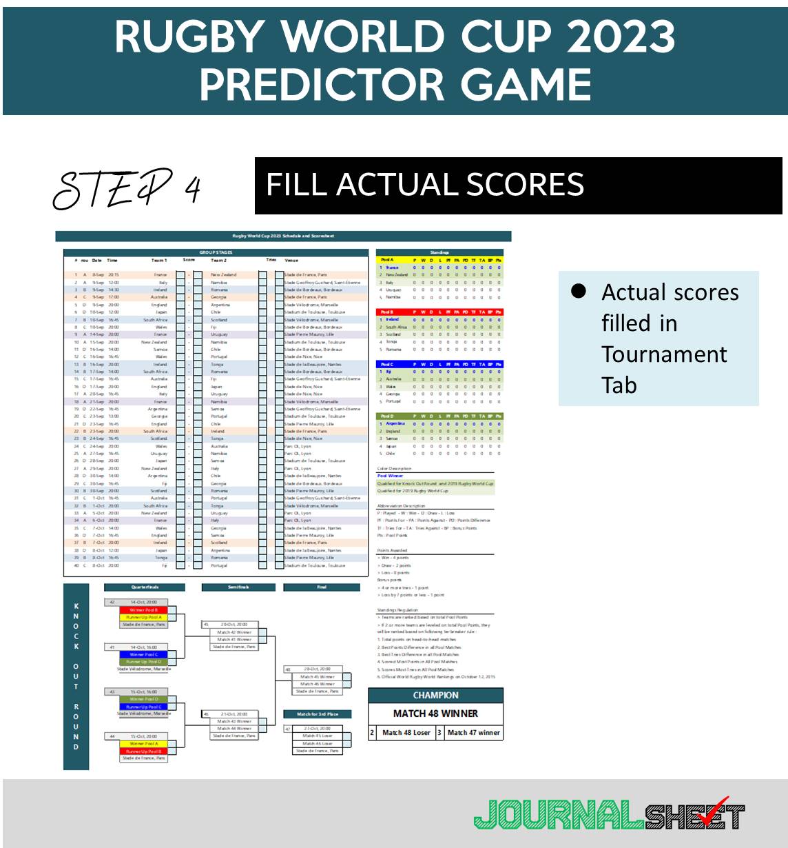 Rugby World Cup 2023 Predictor Game - Actual Scores