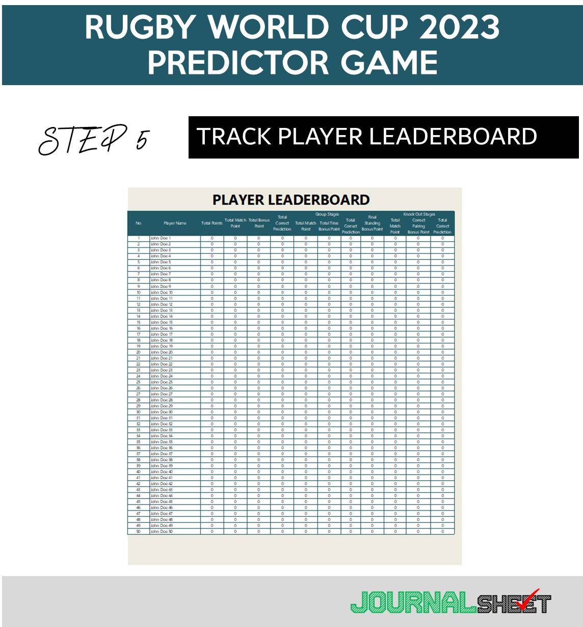 Rugby World Cup 2023 Predictor Game - Leaderboard