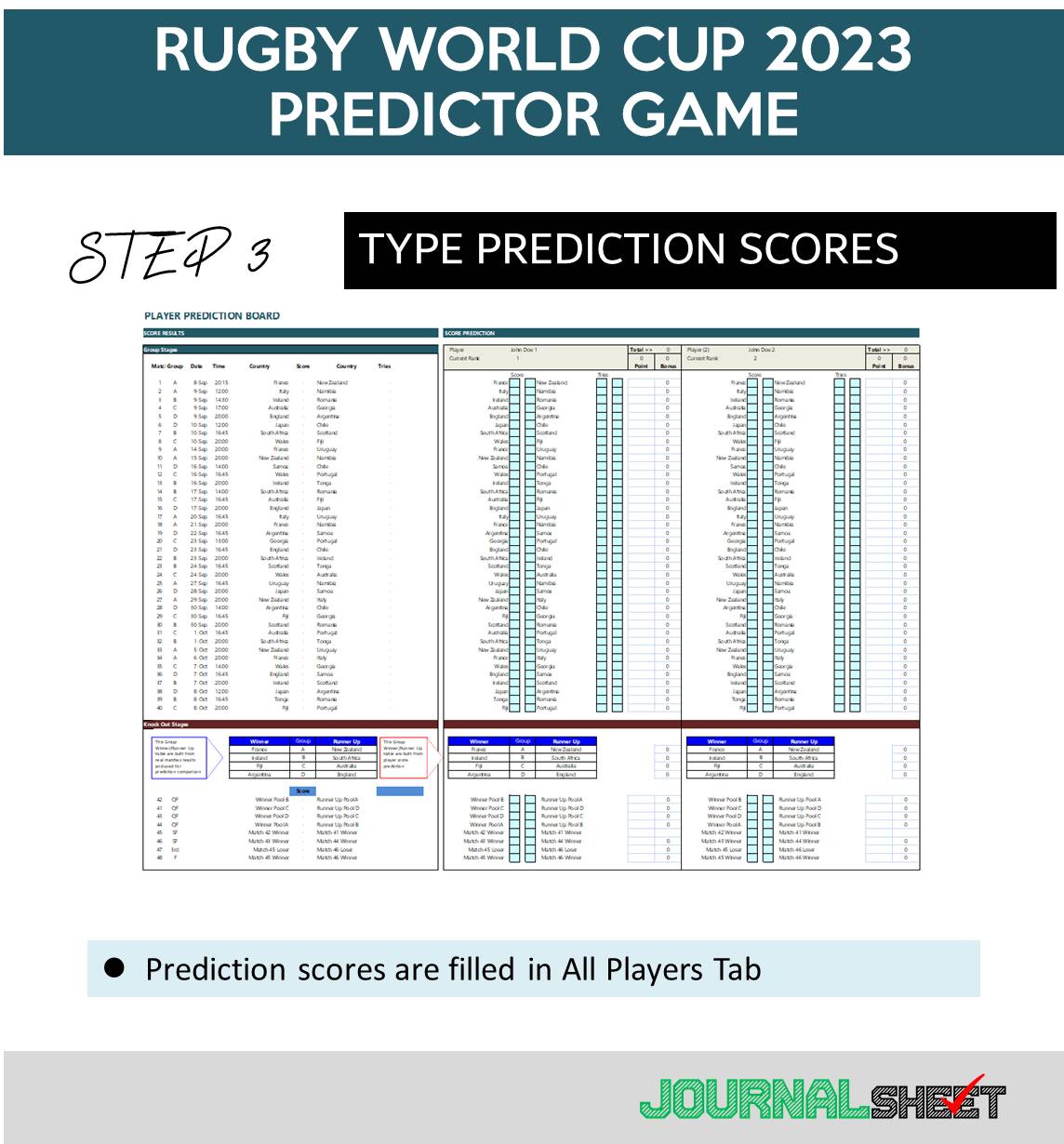 Rugby World Cup 2023 Predictor Game - Prediction Scores