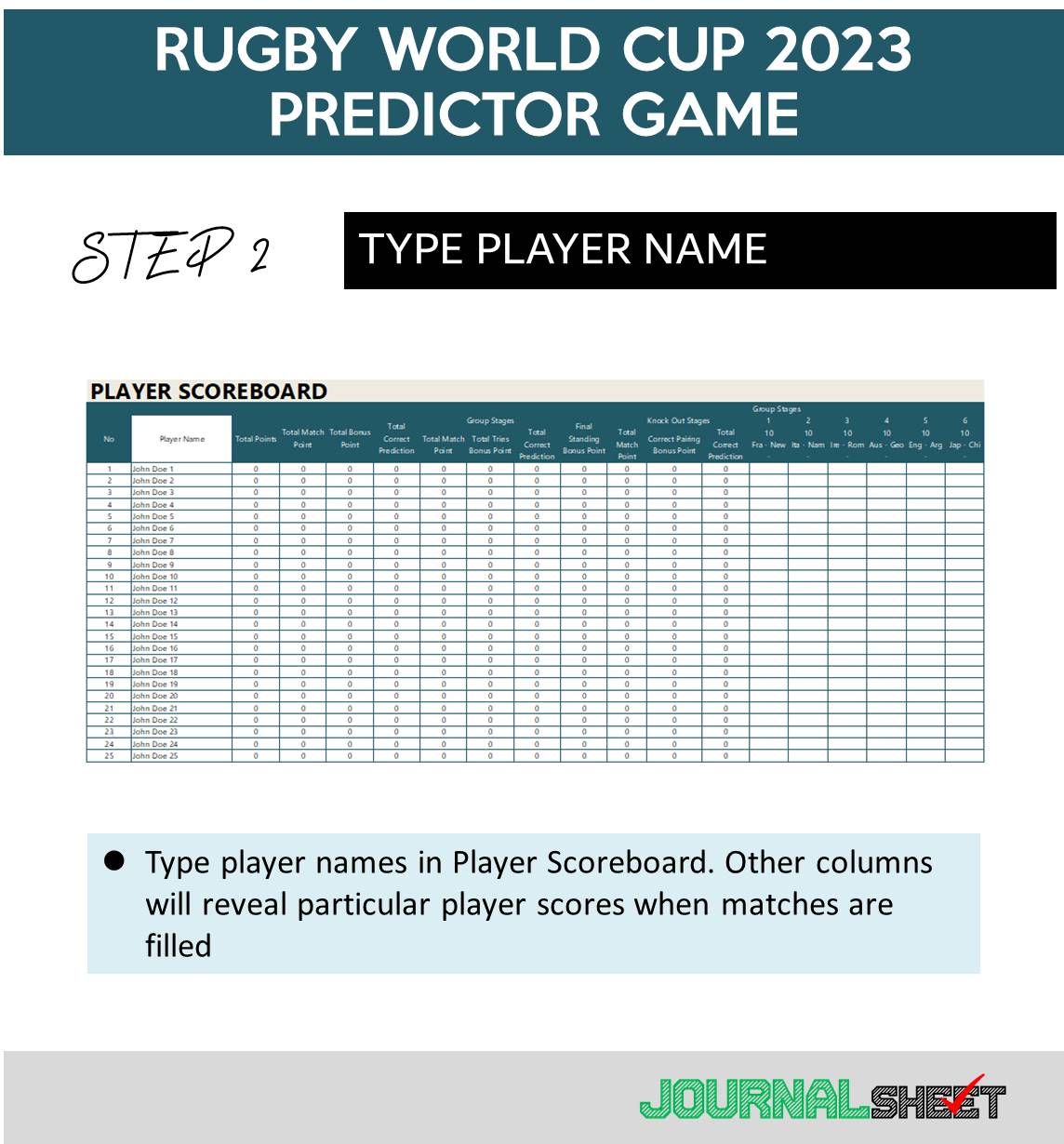 Rugby World Cup 2023 Predictor Game - Scoreboard