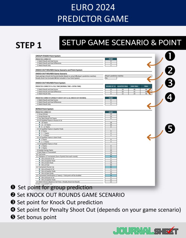 JS833SSXL UEFA EURO 2024 PREDICTOR GAME journalSHEET