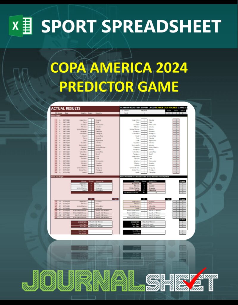 JS837SSXL COPA AMERICA 2024 PREDICTOR GAME journalSHEET