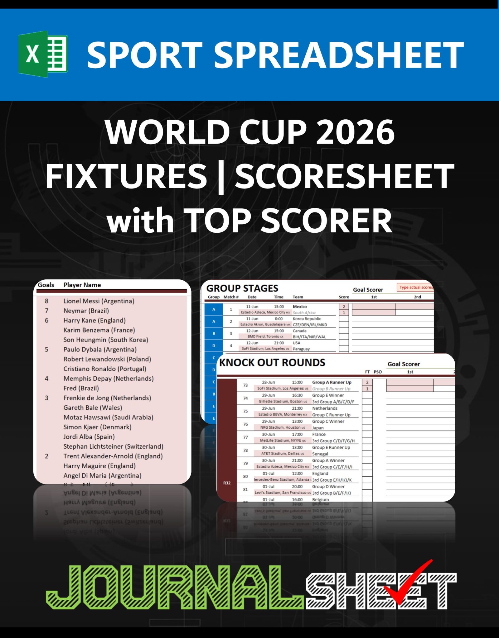 JS849 SS XL WORLD CUP 2026 FIXTURES With TOP SCORER JournalSHEET js849-ss-xl-world-cup-2026-fixtures-with-top-scorer-journalsheet