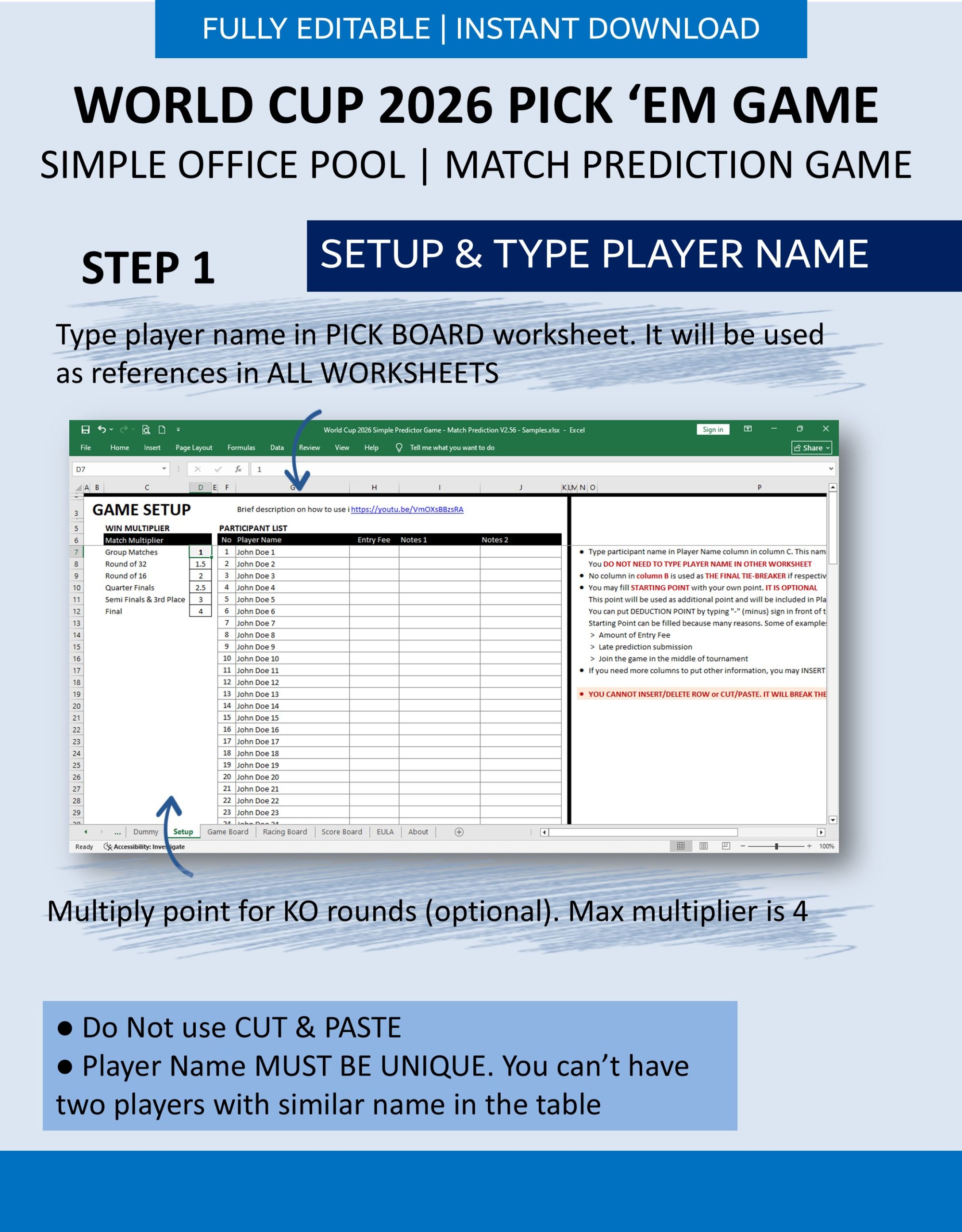 World Cup Pick Em Game - Set Player and Point